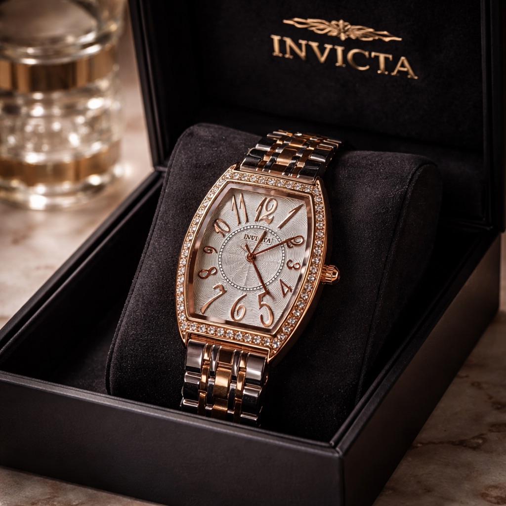Invicta Womens Rose Gold Andsilver Timepiece With White Face